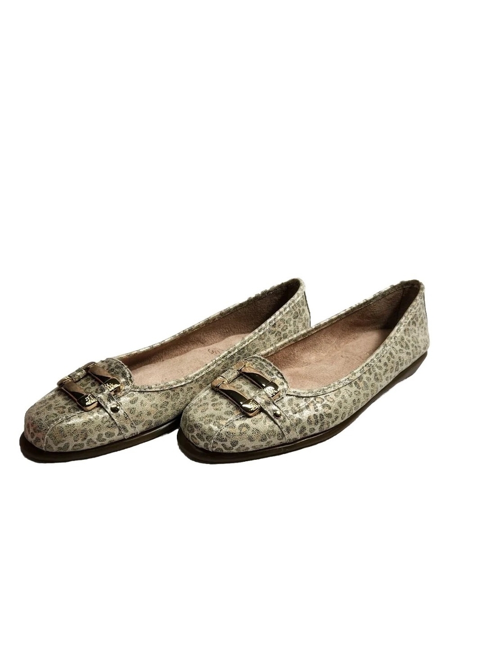 Aerosoles Sherbet Loafers Womens Size 7.5  Gray Metallic Leopard Flats 284
